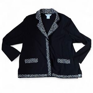 Misook knit Black Blazer with White Polka Dot Trim XL